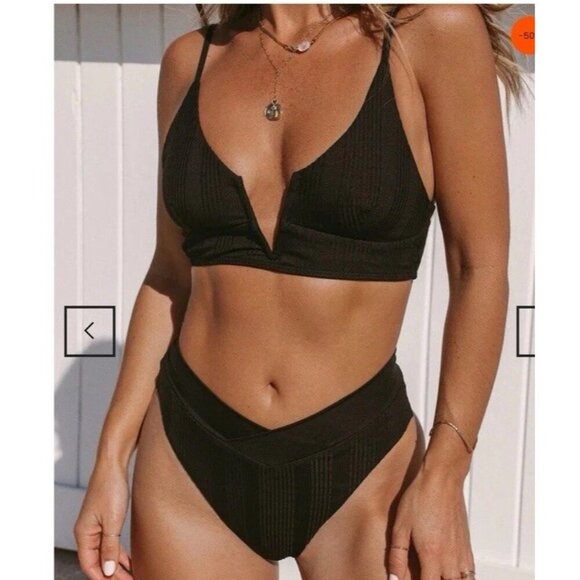 L Space Siren V-Wire Bikini Top Black XL Swimwear Swim Sexy Supportive NWT - Picture 10 of 11